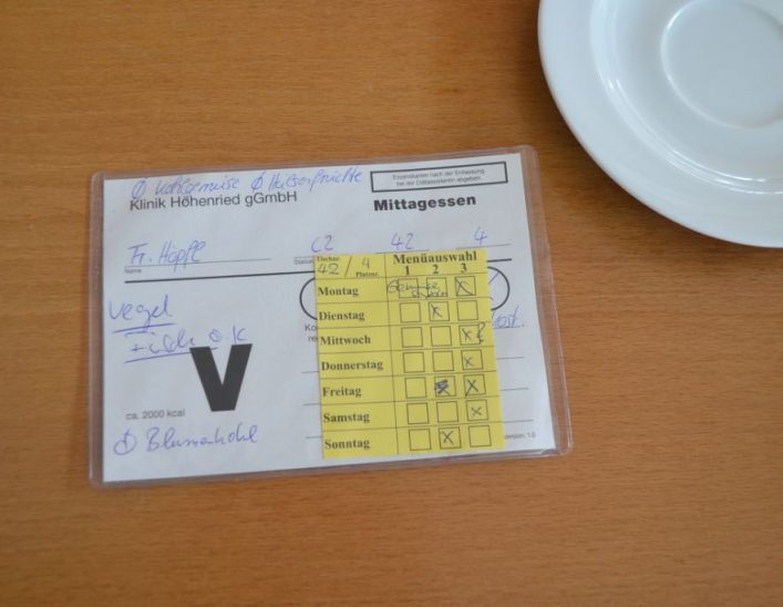 ▲ 환자별 식단표가 제공된다.