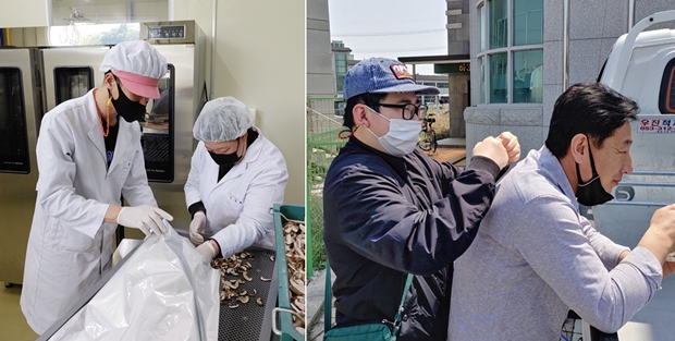 2기 직원에게 더 다정한 준호 씨(왼쪽)와 직무지도 선생님과 단짝이 된 명곤 씨