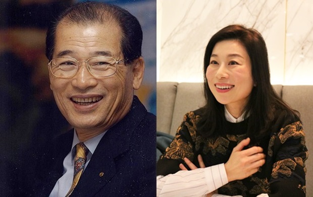 웃는 모습이 꼭 닮은 고(故) 윤병철 하나은행 초대회장(왼쪽)과 윤혜준 님 부녀.