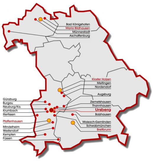▲ 독일 내 도미니쿠스 링아이젠 시설 위치도. 동남부의 마이작 게른린덴 지역에 위치한 곳이 도미니쿠스 링아이젠 마이작.