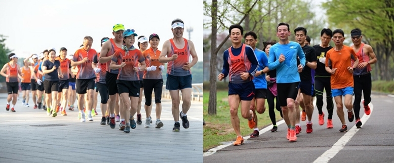 일산호수공원에서 훈련 중인 마라톤클럽 회원들. (일산호수마라톤클럽 제공)
