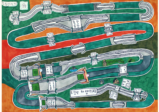 ▲ ‘식품선 식품-경주’ 종이 위에 마카, 색연필. 2013년작 (이미지 제공 : 로사이드)