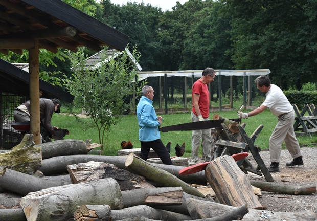 얀 하싱크 박사가 운영하는 마리엔탈 케어팜에서 이용자들이 작업하는 모습