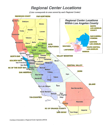 캘리포니아 지역센터(Rrgional Center)안내도